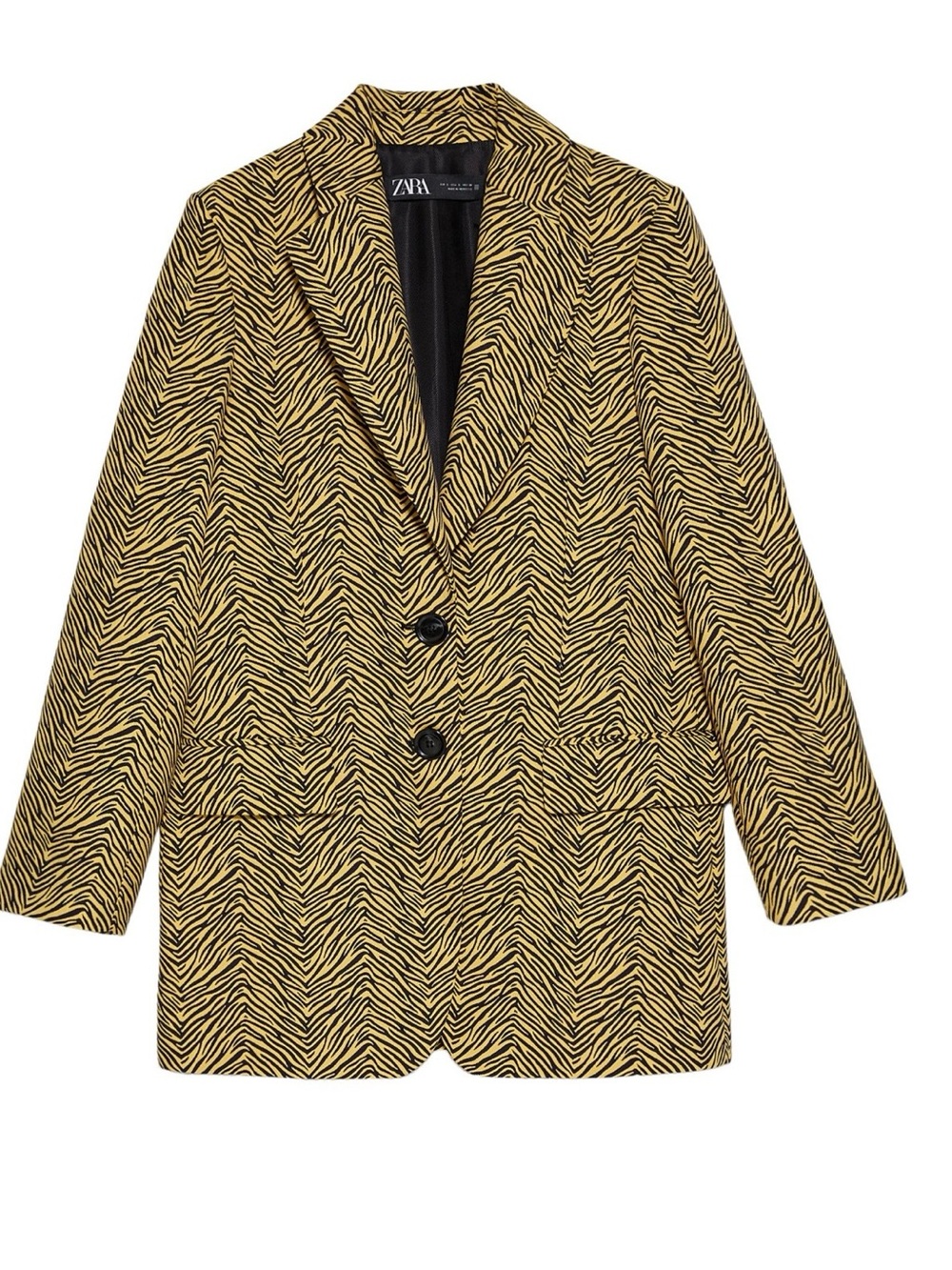 Zara Yellow and Black Jacquard Blazer